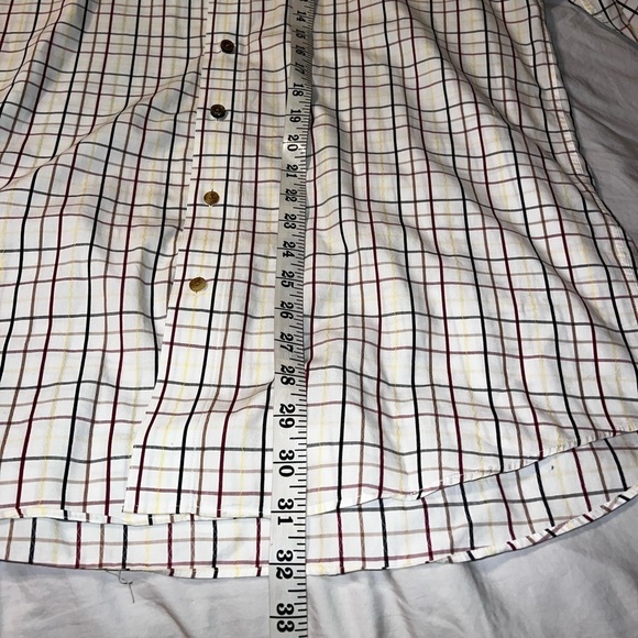 Ashworth Shirt Cotton plaid button up collard shirt with pocket zig zag stitch L - Picture 5 of 7
